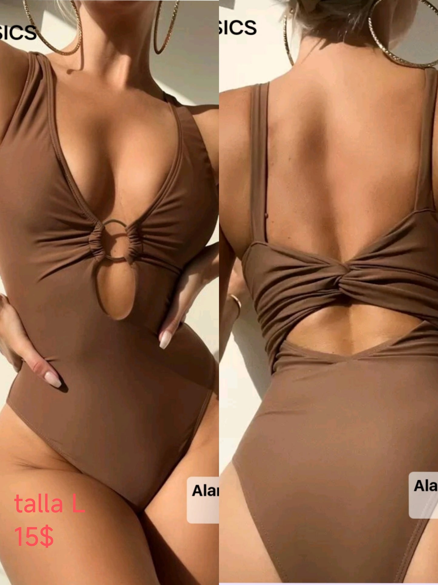 Traje de baño marrón entero