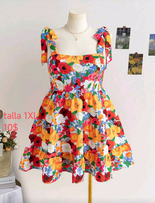 Vestido floral naranja