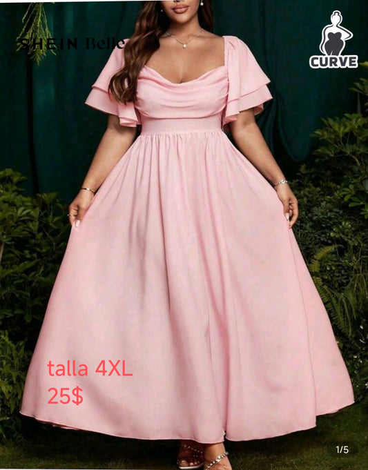 Vestido rosado talla grande