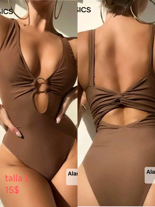 Traje de baño marrón entero