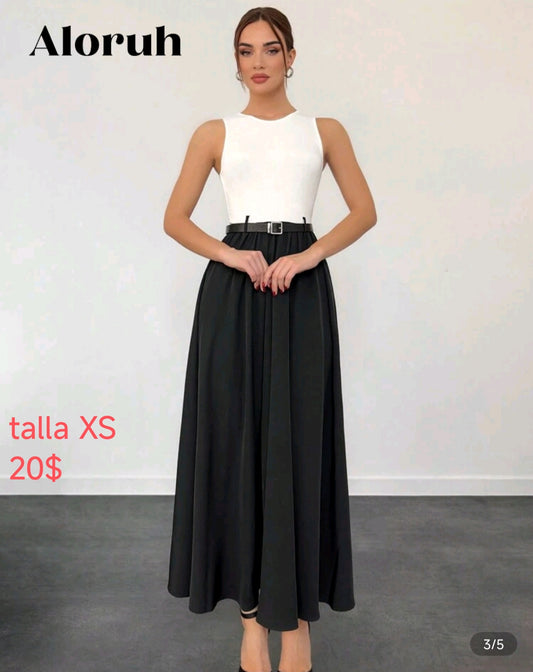 Vestido blanco y negro largo