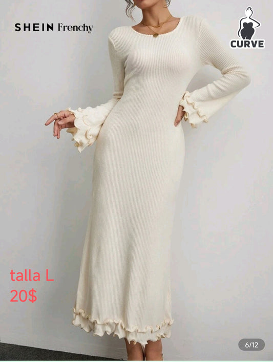 Vestido algodón beige largo