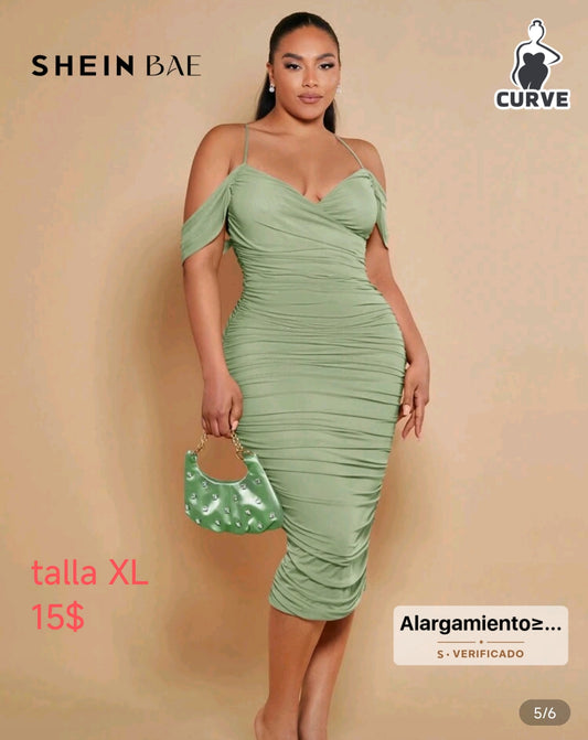 Vestido tipo gusano verde claro