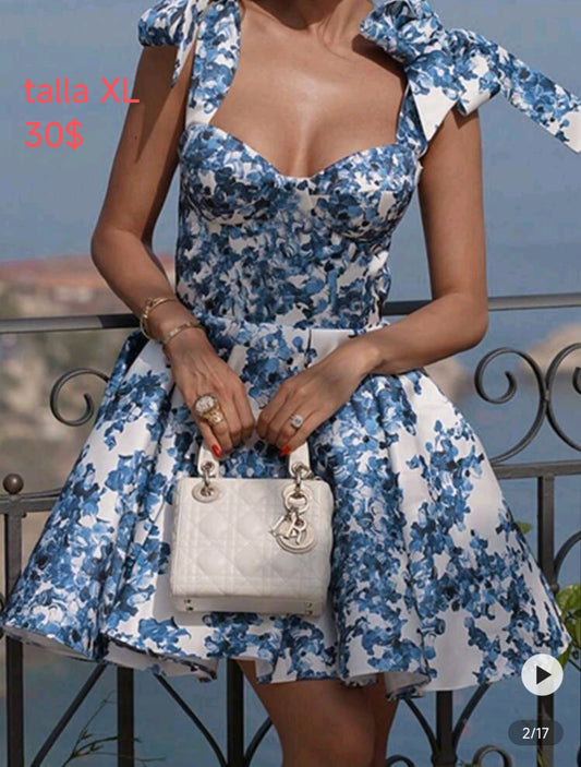 Vestido estampado azul